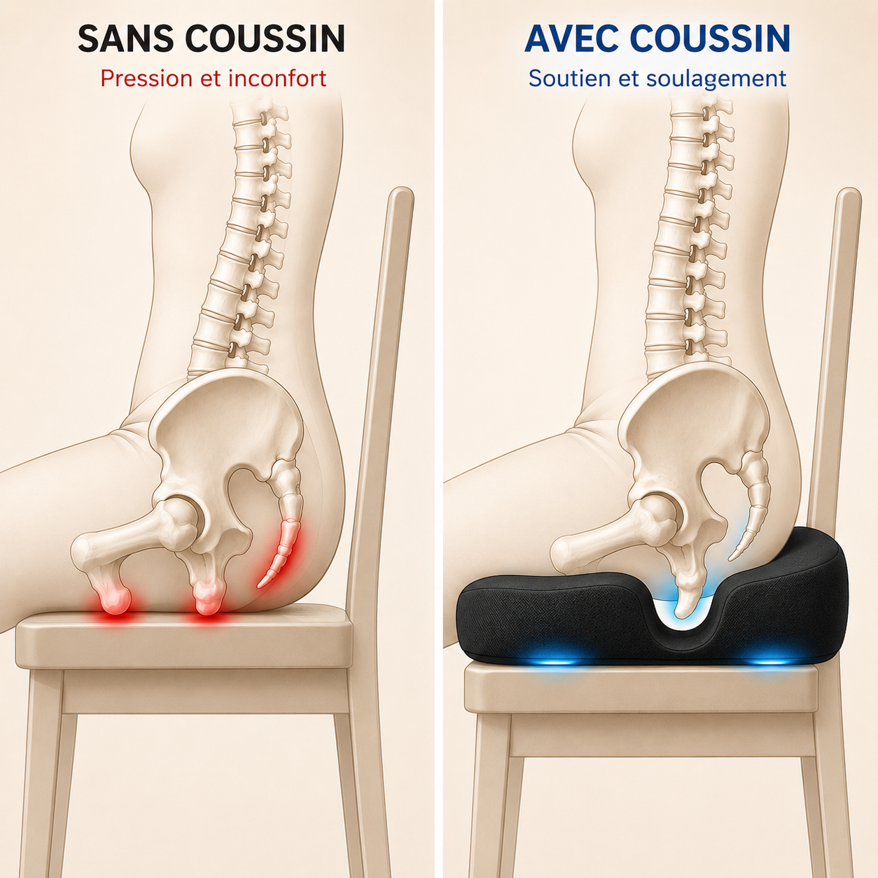 Douleurs au coccyx en position assise : causes et solutions
