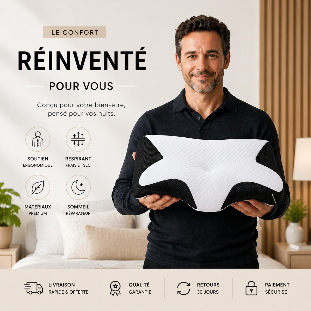 Oreiller Ergonomique  — Soutien Cervical