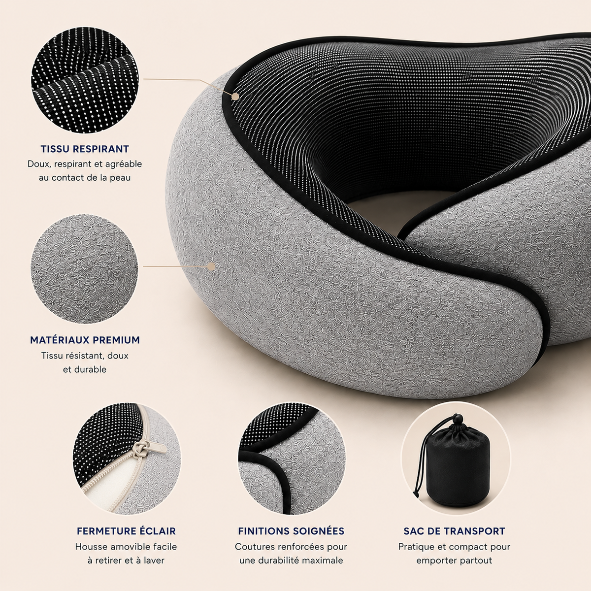 Coussin de Voyage Ergonomique à Mémoire de Forme