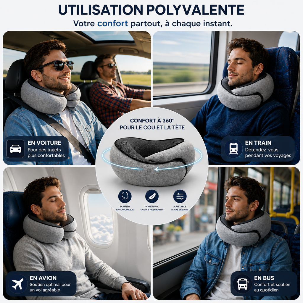 Coussin de Voyage Ergonomique à Mémoire de Forme